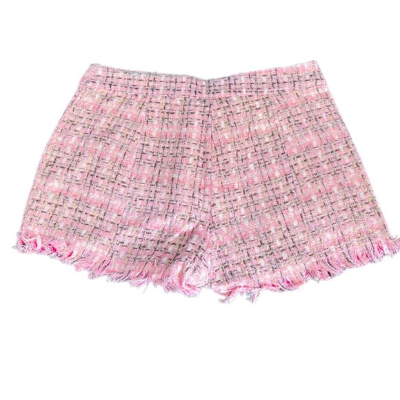 NWT Very J Pink Tweed Frayed Shorts | Size Small - Picture 2 of 3